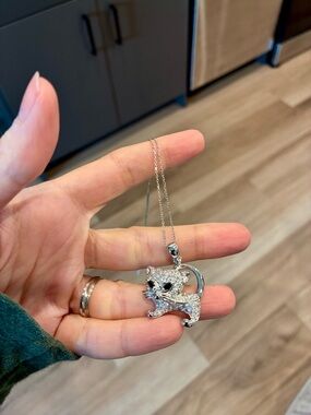 Lenox Silver Necklace with Cat Pendant